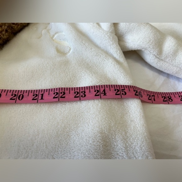 Pottery Barn | Women’s SZ M | Ivory Brown Faux Fur Trim Hooded Robe Monogram KS - Picture 9 of 13